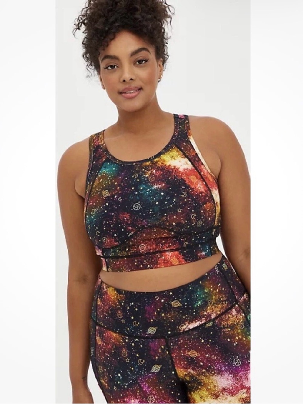 TORRID Celestial Longline Wicking Sports Bra Size 1 14/16 1X Womens Galaxy Print